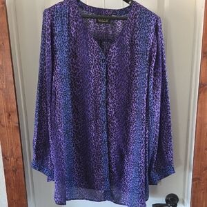 Bob Mackie Purple and Blue Leopard Print Blouse